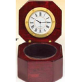 Airflyte Rosewood Desktop Clock w/ Velour Lined Storage Area (3 3/8"x2 5/8")